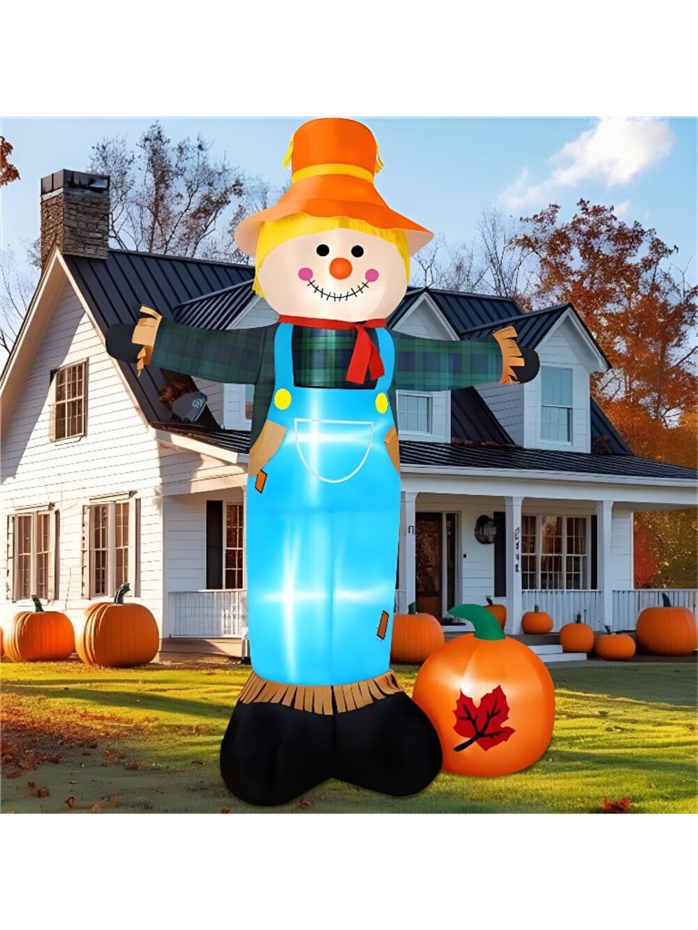 8FT Fall Inflatables Scarecrow Outdoor Decorations, Fall Harvest Scarecrow Blow